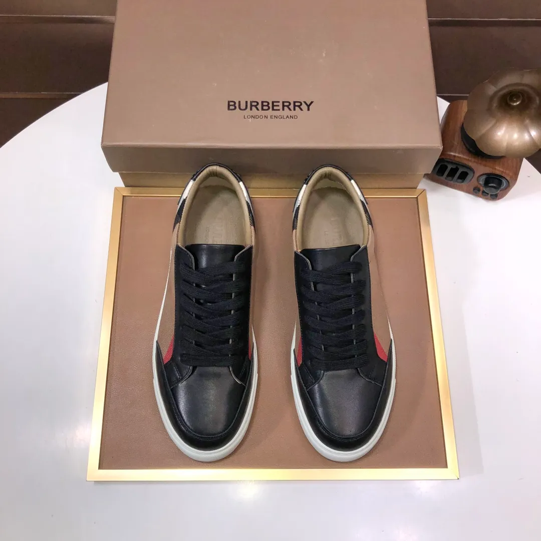 Men's shoes 💰480💰 [Burberry] (cowhide lining) classic low-top sneakers｜Imported cowhide with classic plaid fabric｜Cowhide lining｜Original outsole｜Fine workmanship and comfortable to wear Size: 38-44 (customized at 45)